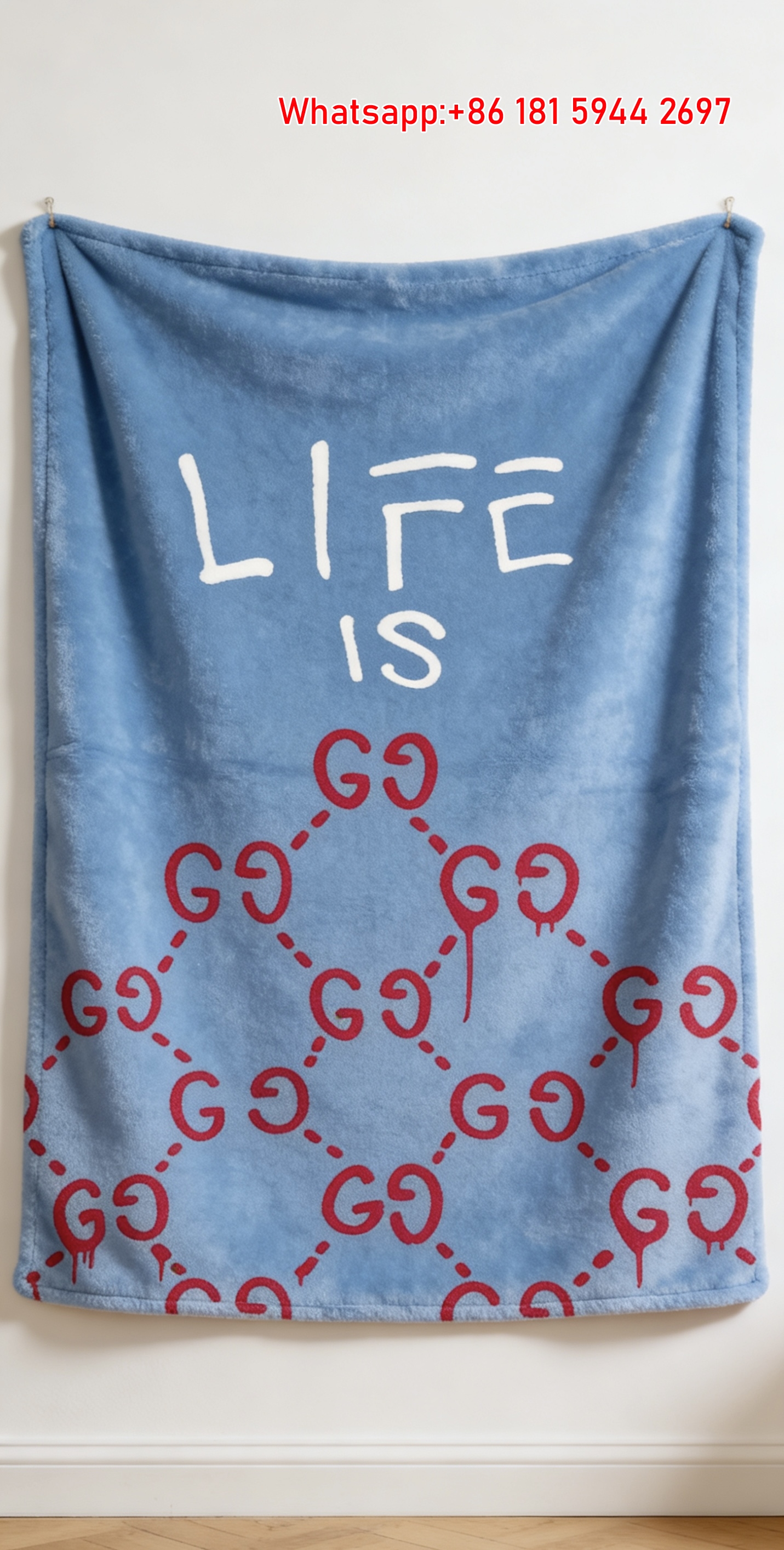Gucci Life Is GG Throw Blankets Gucci Drip Monogram Tapestry IMG_2855